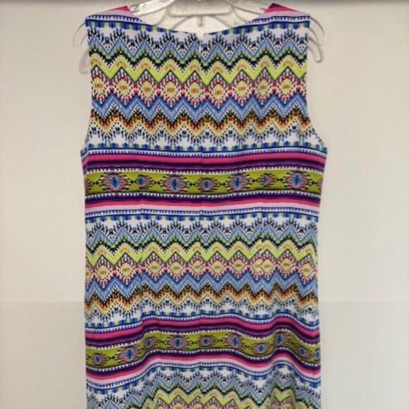 Madison Leigh 16 Sleeveless Shift Dress Zig Zag Chevron Bright Tassel Whimsygoth - Picture 3 of 8